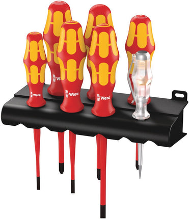 160 iS/7 Schroevendraaierset Kraftform Plus Serie 100 + Spanningszoeker + Houder. Met gereduceerde klingdiameter, 7 -delig