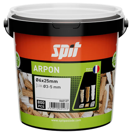 SPIT ARPON PLUG D.6x25 - 800 STUKS IN ECO EMMER