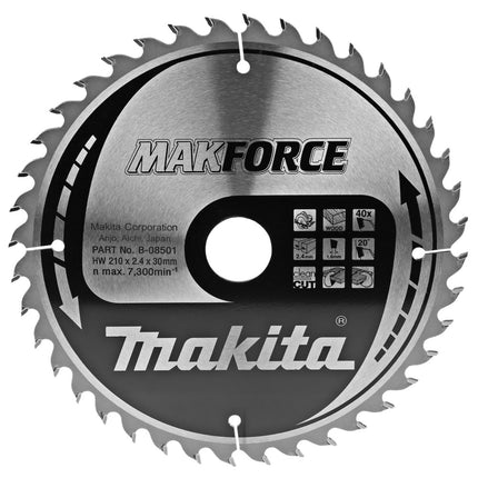 Afbeelding Makita zaagb hout 210x30x2,4 40t 20g B-08501