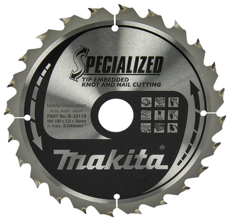 Afbeelding Makita zaagb tipe 190x30x2,0 24t 23g B-33118