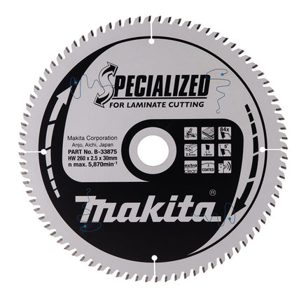 Afbeelding Makita zaagb laminaat260x30x2,5 84t5g B-33875