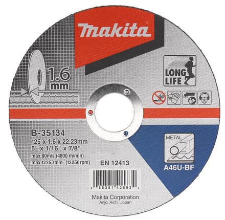 Afbeelding Makita doorslijpsch. 125x1,6mm metaal B-35134