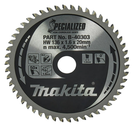 Afbeelding Makita zaagb alu 136x20x1,6 50t 0g B-40303