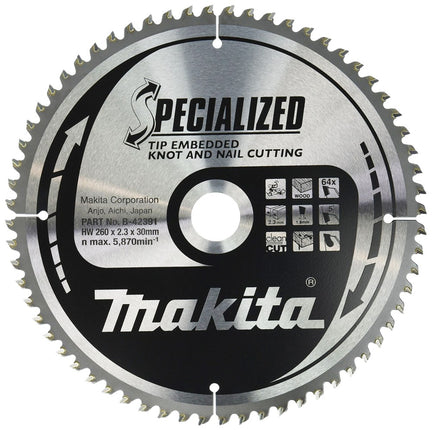 Afbeelding Makita zaagb tipe 260x30x2,3 64t 5g B-42391
