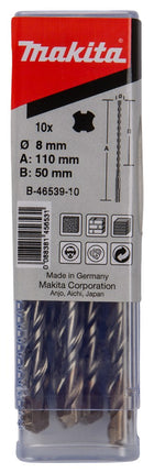 Afbeelding Makita p2s:sds-plus boor 8x110mm 10st B-46539-10