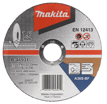 Afbeelding Makita doorslijpschijf 125x1,6mm rvs B-46931