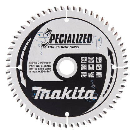 Afbeelding Makita zaagb mdf 165x20x2 60t B-56786