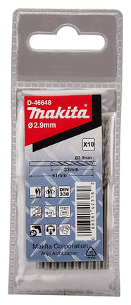 Afbeelding Makita metaalboor hss 2,9x61mm 10pcs D-46648