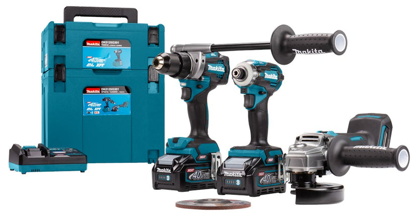 Afbeelding Makita 40 v max combiset boren, (slag)schroeven en slijpen DK0125G301