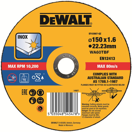 DeWALT Doorslijpschijf inox DT43907