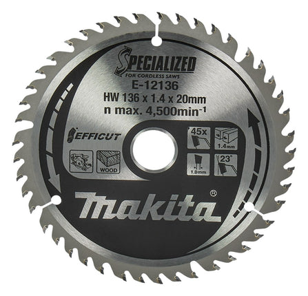 Afbeelding Makita efficut zaagb 136x20x1,4 45t E-12136