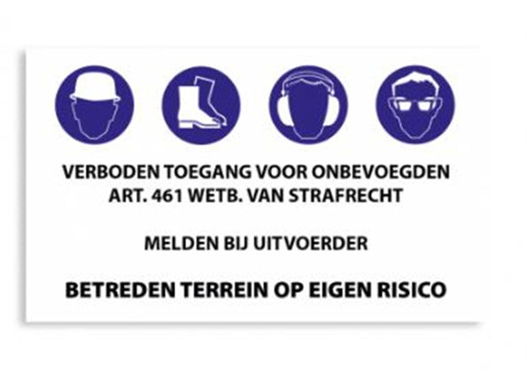 Gebodsbord bouwplaatas