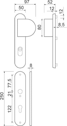 Veiligheidslangschild met deurduwer Tekening Oxloc