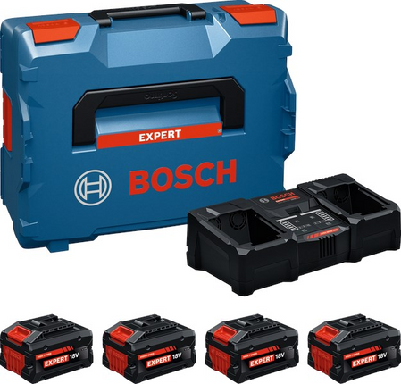 BOSCH STARTERSET EXBA18V-55 4 ACCU'S 2X EXBA18V-55, 2X EXBA18V-80 EN LADER
