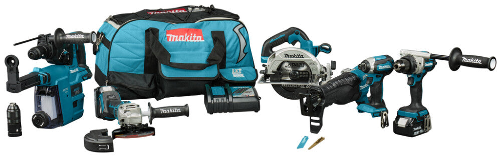 Makita DLX7031TX1 LXT 18V 7-Delige Combiset voor Schroeven Boren Slijpen & Zagen + Multitool (Makita gereedschapset)