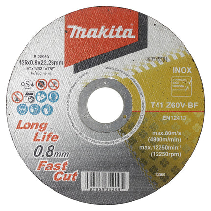 Makita Doorslijpschijf 125x0,8mm RVS 12st - E-22953-12