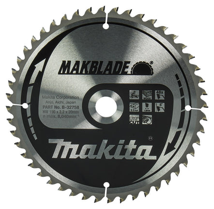 Makita Zaagblad Hout 190X20X2,2 48T 5G - B-32758