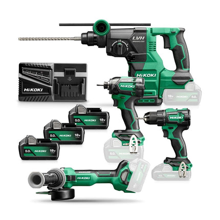 HiKOKI KC18DEWHZ 4-Delige Combiset DS18DE+WH18DC+G1813DA+DH1826DA