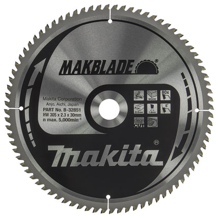 Makita Zaagblad Hout 305x30x2,3mm 80T 5G - B-32851
