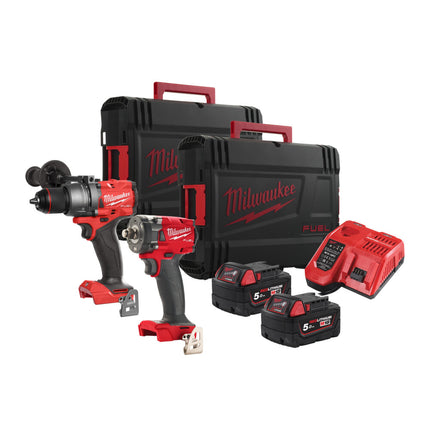Milwaukee M18 FPP2B3-502X Powerpack met M18 FPD3 en M18 FIW2F12 - 18V - 5.0Ah - in HD Box - 4933492521 (Milwaukee gereedschapset)