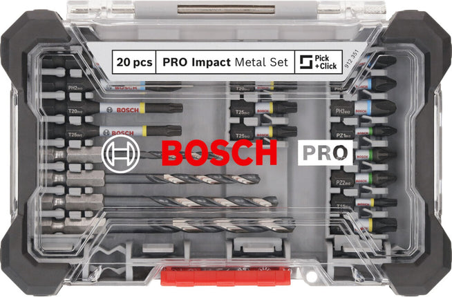 Bosch PRO IMPACT Bits + Metaalboren 20-delig in Display - 2608521U84
