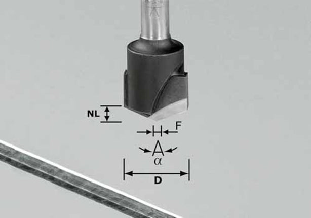 V-groeffrees HW schacht 8 mm HW S8 D18-135° (Alu)