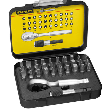 Afbeelding STANLEY bitset expert pro 1/4" - ratelsleutel (32 delig) 1-13-904