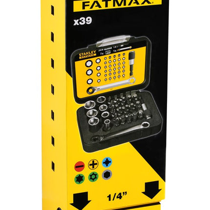 Afbeelding STANLEY bitset expert pro 1/4" - steeksleutel met ratelring (40 delig) 1-13-907
