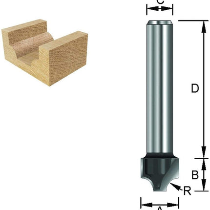 Afbeelding ENT kwartrondfrees hm schacht 8 mm