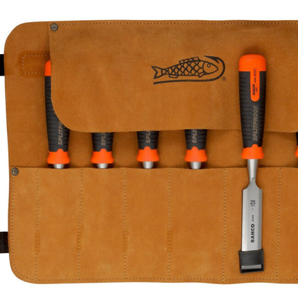 BAHCO ERGO STEEKBEITELSET 6-DELIG       IN LEREN FOEDRAAL