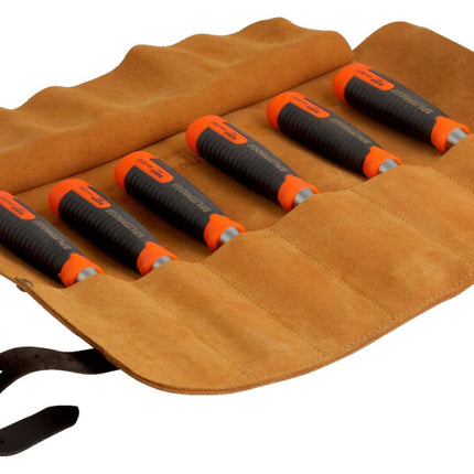 BAHCO ERGO STEEKBEITELSET 6-DELIG       IN LEREN FOEDRAAL