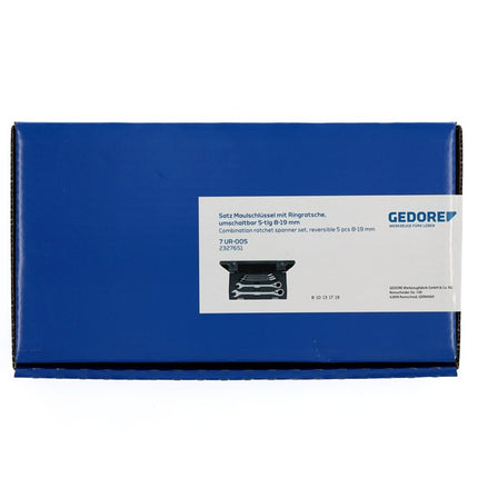 GEDORE RINGRATELSTEEKSLEUTELSET 5-DELIG OMSCHAKELBAAR  8-19 MM - 7 UR-005