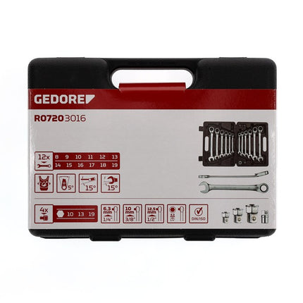 GEDORE RED Ringratel Steeksleutelset SW8-19mm 16-Delig – 3300060