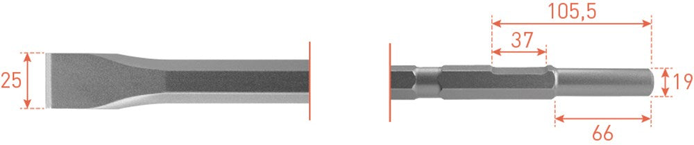 Vlakbeitel 6-kant 21 / 19x61