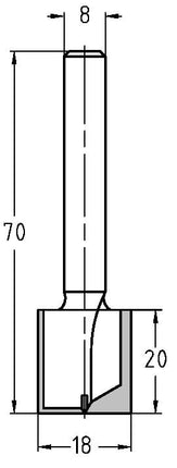 JSO-TR GROEFFREES HW 18MM SL=20 TL=70 D=8