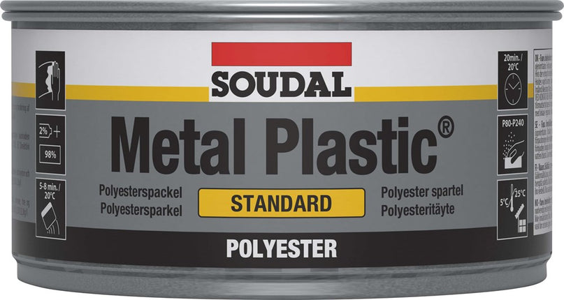 SOUDAL METAL PLASTIC BLACK 2KG BLIK     GRIJZE POLYESTER PLAMUUR