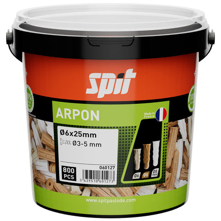 SPIT ARPON PLUG D.6x25 - 800 STUKS      IN ECO EMMER