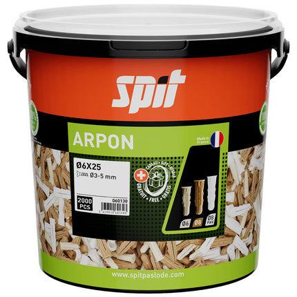SPIT ARPON PLUG D.6x25 - 2.000 STUKS    IN ECO EMMER