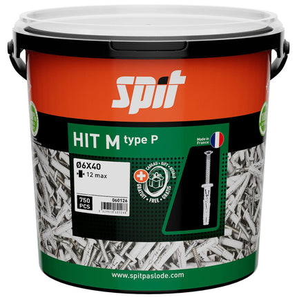 SPIT HIT M SLAGPLUG 6x40/12P - MET KRAAG(750 STUKS IN ECO EMMER)