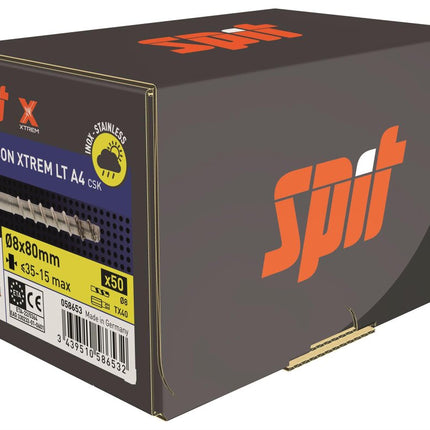 SPIT TAPCON CSK XTREM BETONSCHROEF 8X80 RVS A4 - 50 ST