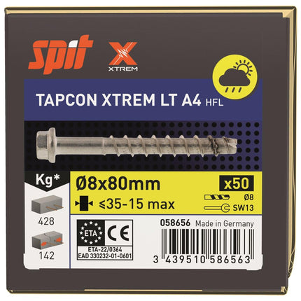 SPIT TAPCON HFL XTREM BETONSCHROEF 8X80 RVS A4 - 50 ST