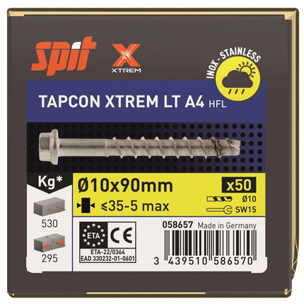 SPIT TAPCON HFL XTREM BETONSCHROEF 10X90RVS A4 - 50 ST