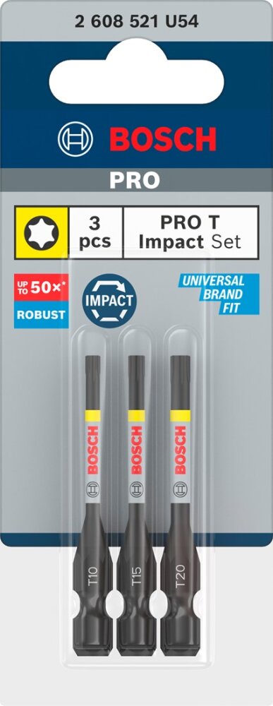 Bosch 3 PRO BITS IMPACT T10 T15 T20 55MM