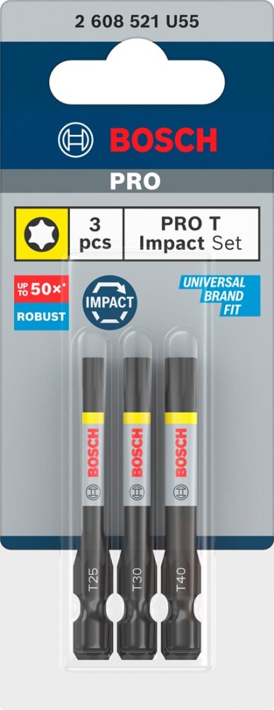 Bosch 3 PRO BITS IMPACT T25 T30 T40 55MM