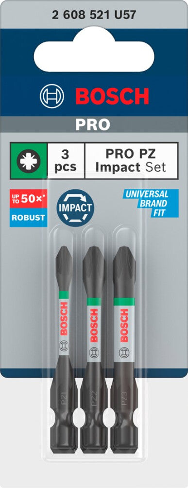 Bosch 3 PRO BITS IMPACT PZ1 PZ2 PZ3 55MM