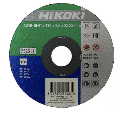 HiKOKI Doorslijpschijf voor Metaal 115x2,5mm - 752511
