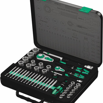 8100 SA/SC 2 Zyklop Speed ratel- en doppenset, 1/4"-aandrijving en 1/2"-aandrijving, metrisch, 43-delig