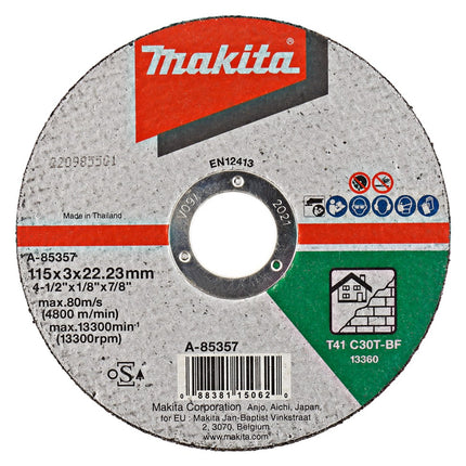 Afbeelding Makita doorslijpsch. 115x3,0mm steen A-85357