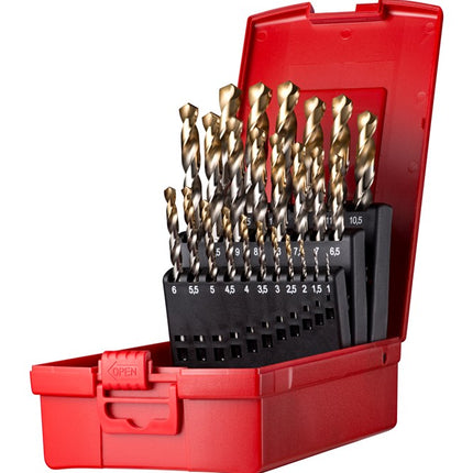 DORMER METAALBORENSET 25-DELIG          1.0 MM T/M 13MM X 0,5MM