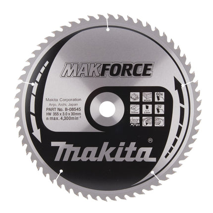 Afbeelding Makita zaagb hout 355x30x3,0 60t 20g B-08545